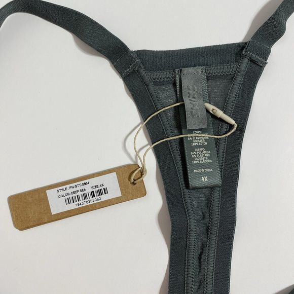 Skims Summer Mesh Thong Panty Panties Women's 4X Green Deep Sea Sheer Sexy NEW - Picture 9 of 11